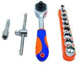 Ratchet wrench and socket set with sliding T-handle
