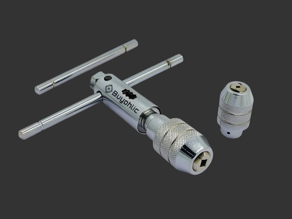 Buyohlic interchangeable T-handle tap wrench with spare collet