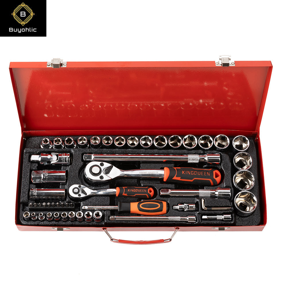 Red Tool Box with Socket Set