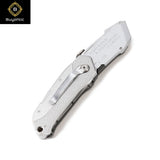 Buyohlic silver auto-loading folding utility knife with pocket clip