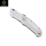 Buyohlic silver auto-loading folding utility knife closed view