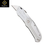 Buyohlic silver auto-loading folding utility knife with blade extended