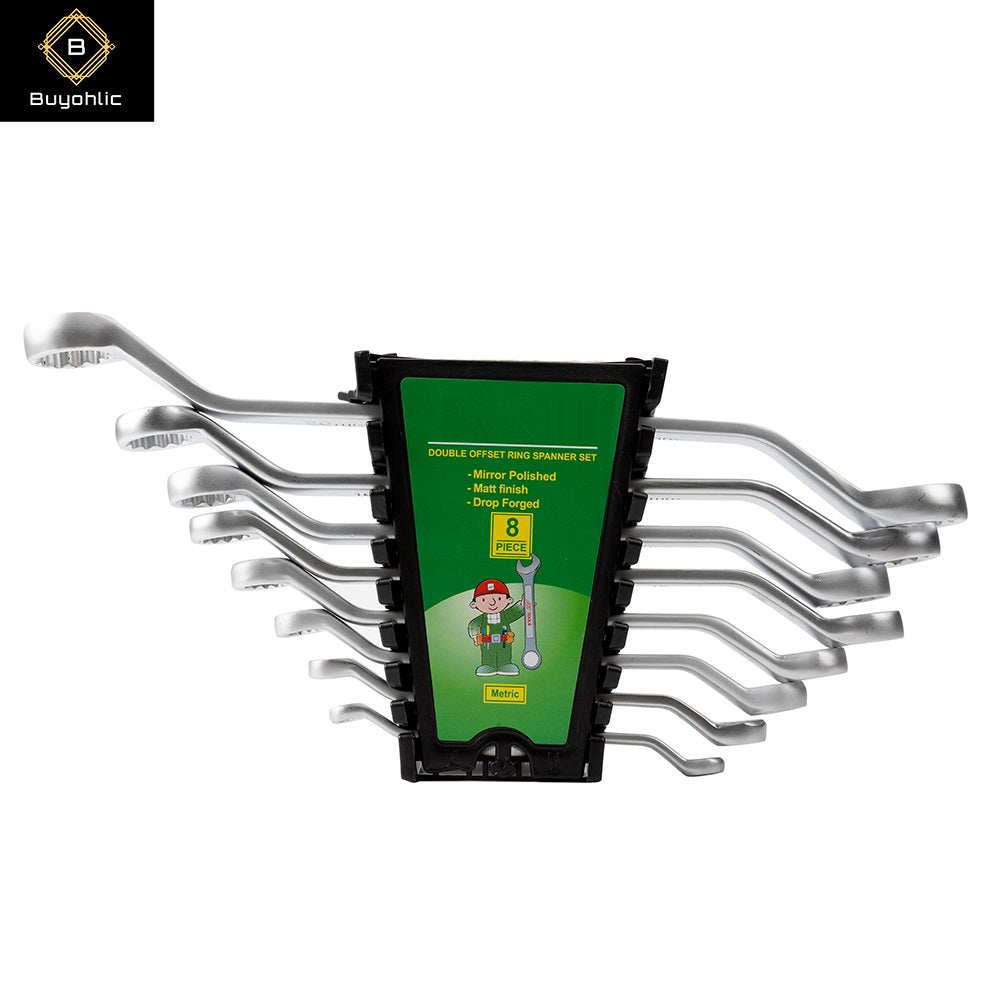 Eight Piece Double Offset Ring Spanner Set in Holder