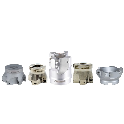 Set of five metal cylindrical components 