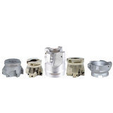 Set of five metal cylindrical components 