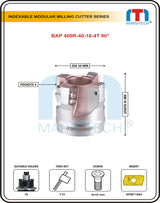 Indexable modular milling cutter