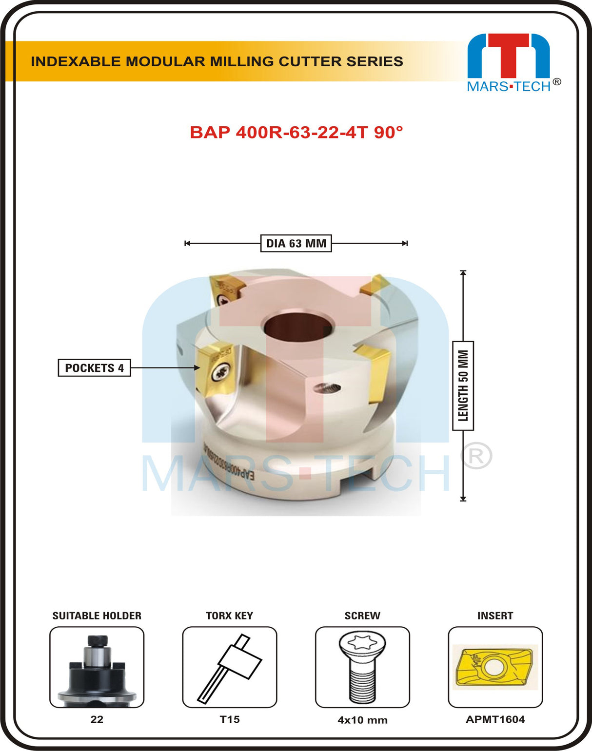 Indexable modular milling cutter 