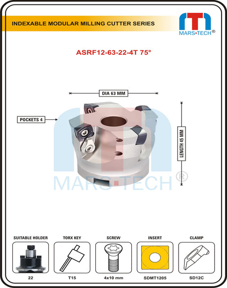 SDMT1205 High feed cutter dia 50/63/80 suitable to tabikut Deskar Gesac brand pack of 1