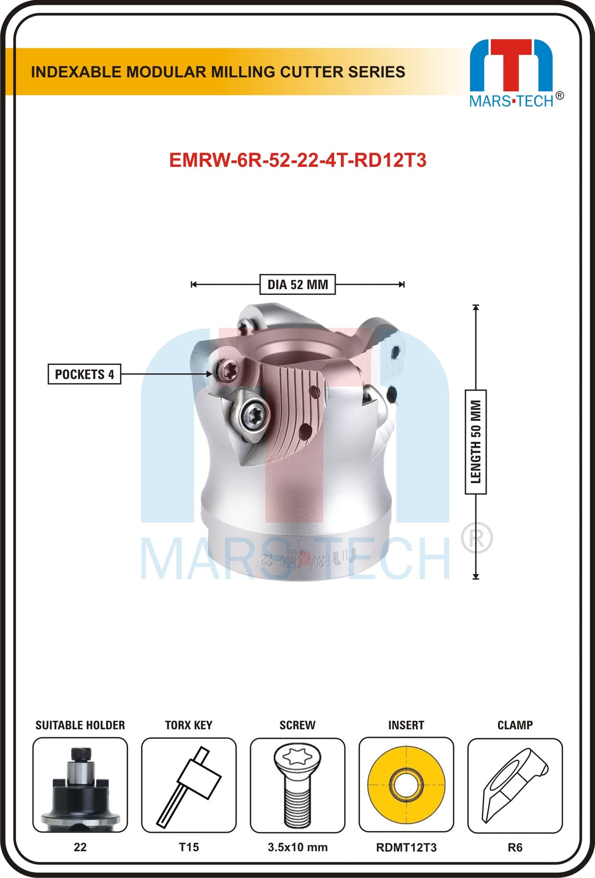 Milling cutter with technical specifications 