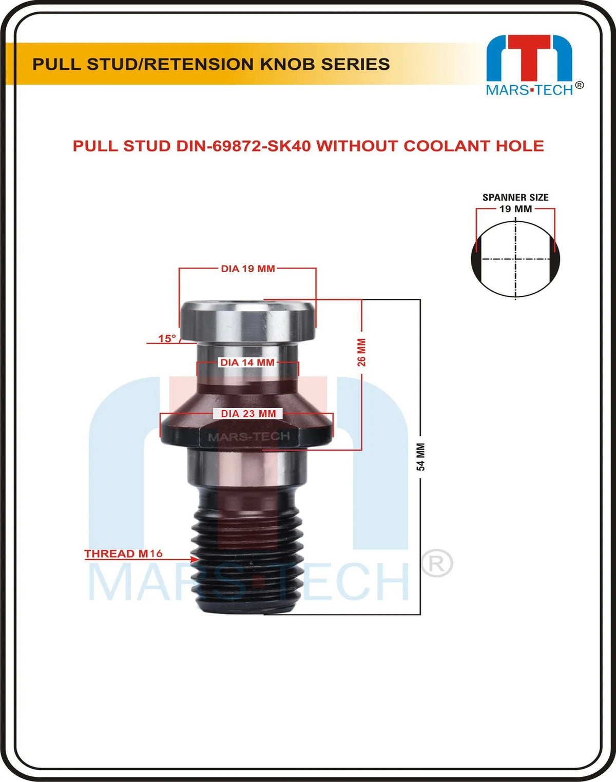 DIN-69872 SK40 Pull Stud Diagram