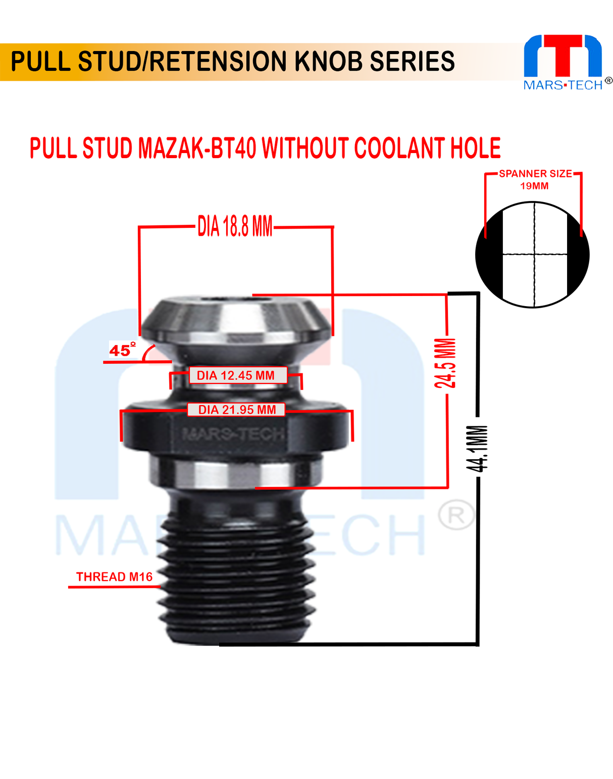 MAZAK BT40 Pull Stud With Hole And Without Hole - Jaibros