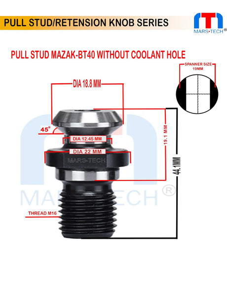 Mazak BT40 Retention Knob Technical Diagram