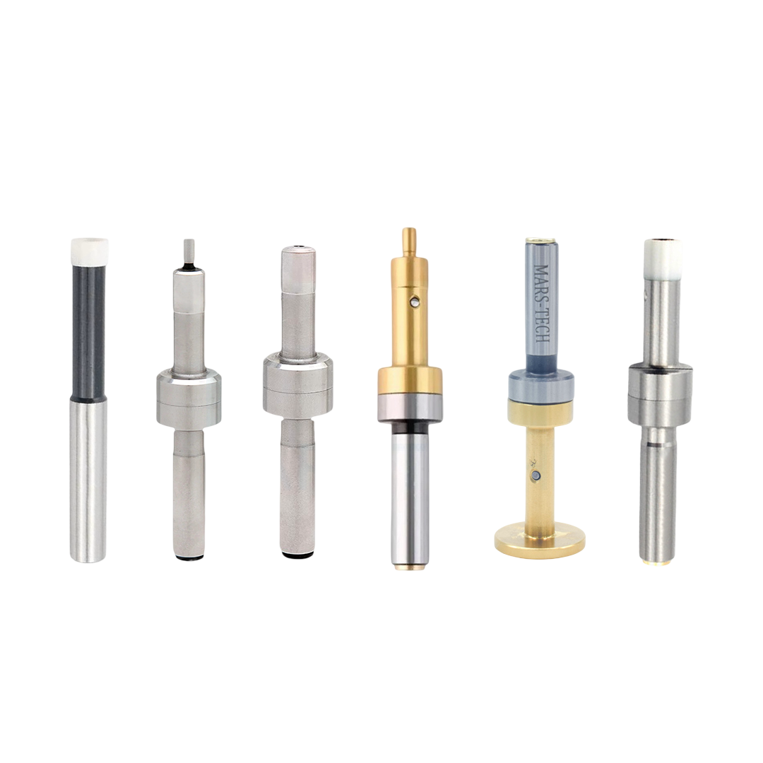 Set of six cylindrical metal tools 