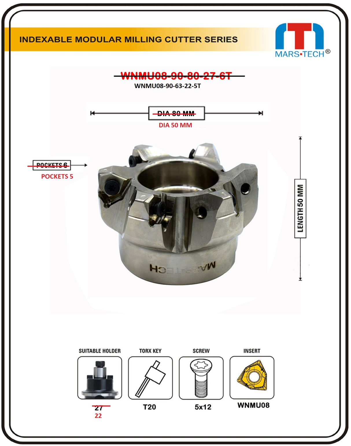Indexable modular milling cutter 