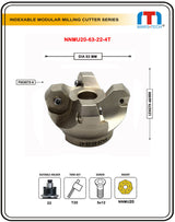 Indexable modular milling cutter with dimensions and specifications 