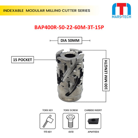 Indexable modular milling cutter