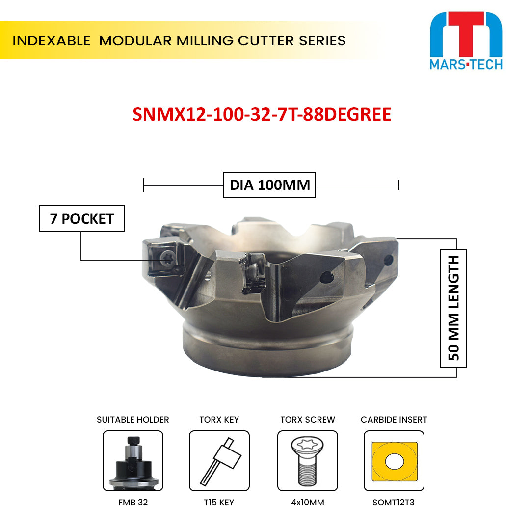 Indexable modular milling cutter