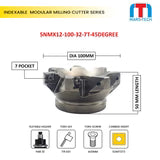 SNMX1206 Facemill Cutter Dia 50/63/80/100 45/88 Degree Pack of 1