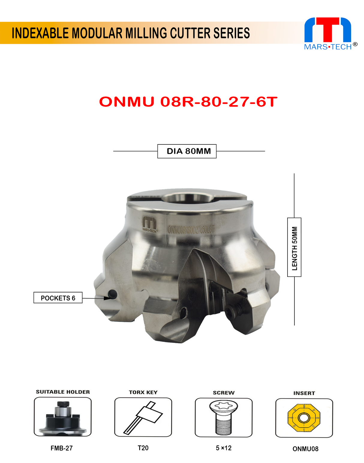 ONMU0806 face mill cutter with 16 edges	