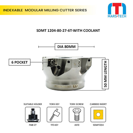 SDMT1204 Milling Cutter DIA 50mm for WIDIA M690 Inserts