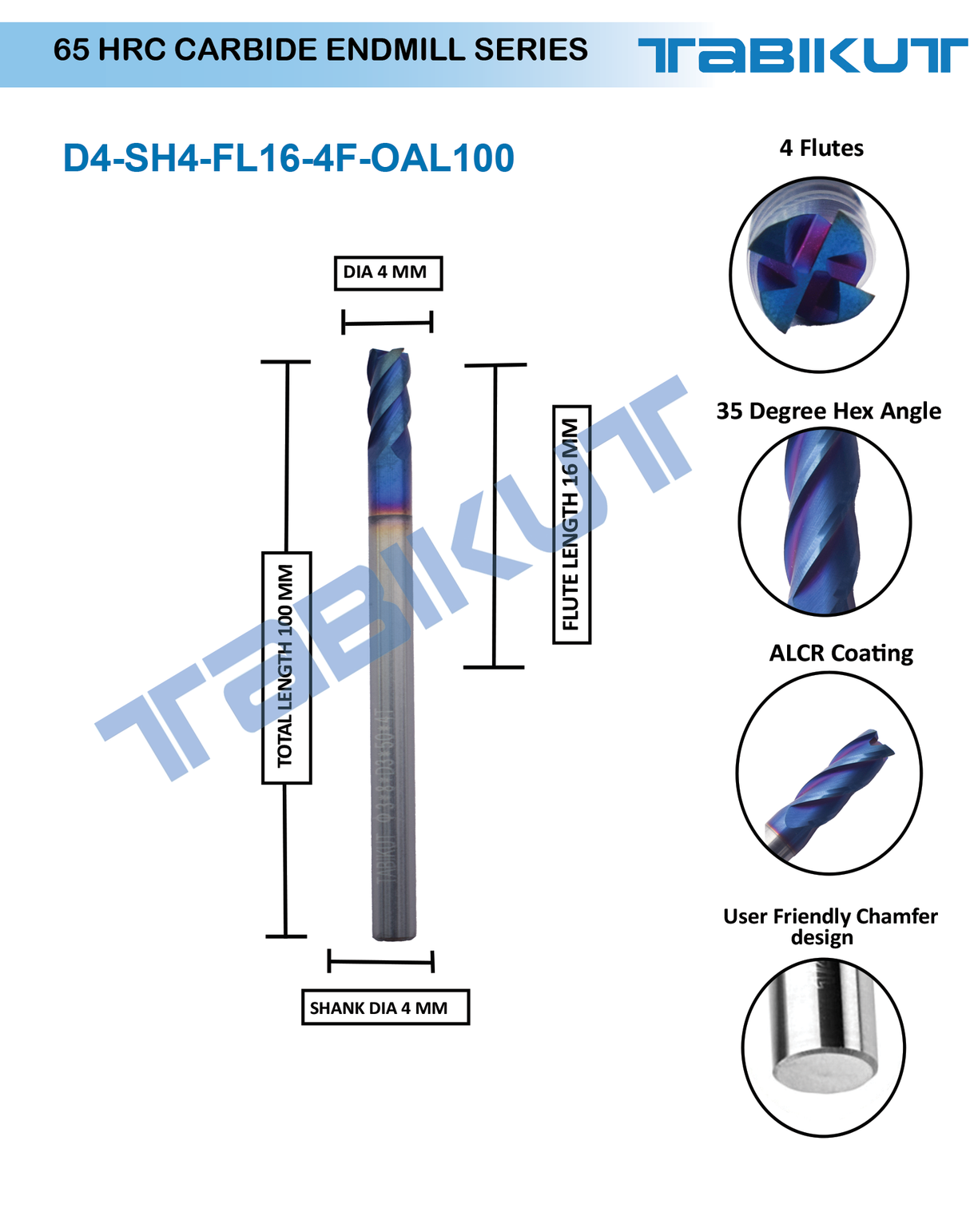buy 4 mm long shank carbide endmill 65 HRC India