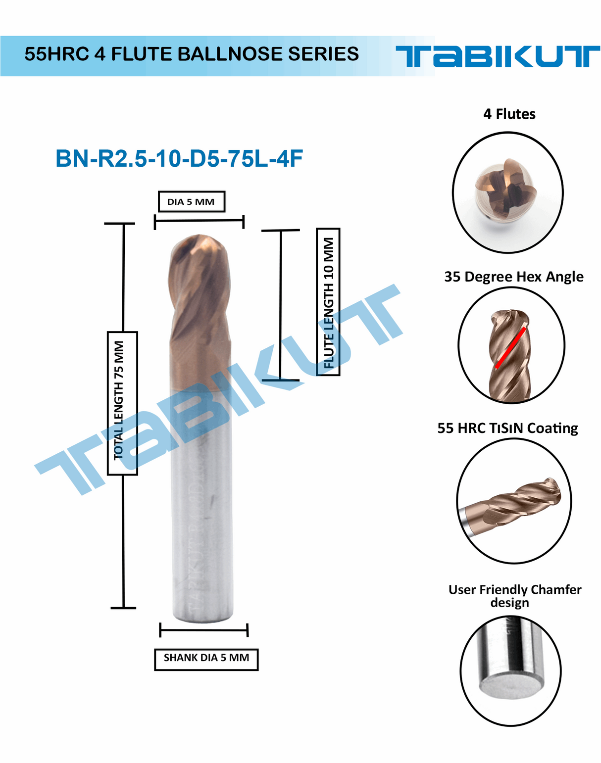 Industrial cutting tool with specifications