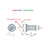 Grey Torx Screw 4mm 8/10/12/14 Mm Long Pack Of 100