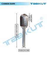 Carbide burr with dimensions 