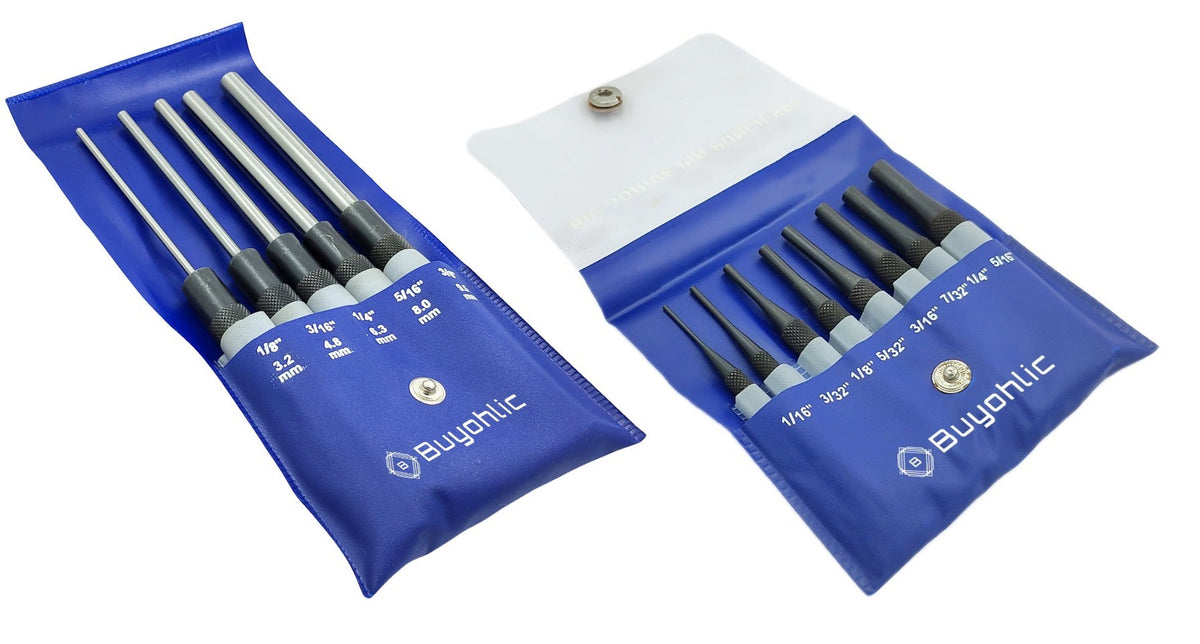 Two Buyoholic drive pin punch sets pouches