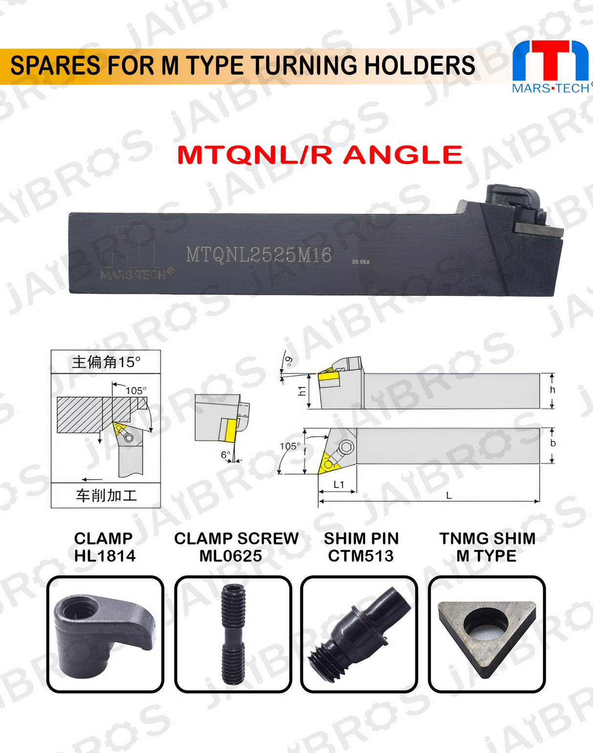 MTQNR TNMG16 holder 2525 shank pack of 1	