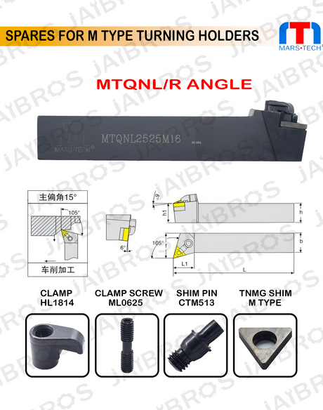 MTQNR TNMG16 holder 2525 shank pack of 1	