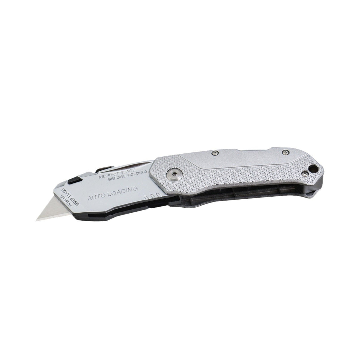 silver auto-loading folding utility knife