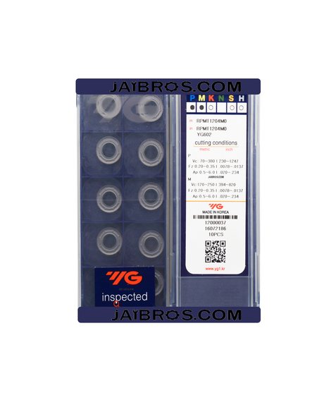 RPMT1204 carbide insert YG1 grade pack of 10
