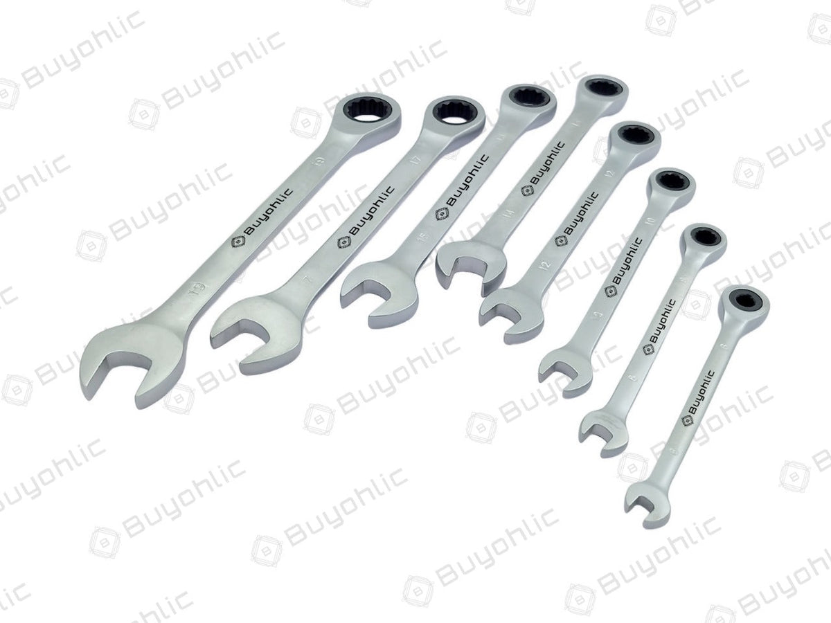 Buyohlic 7-piece combination ratcheting wrench set