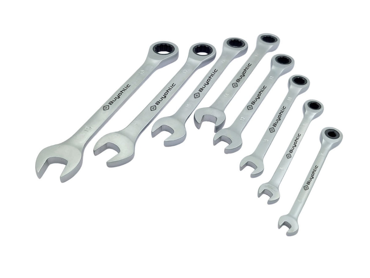 Buyohlic 7-piece combination ratcheting wrench set