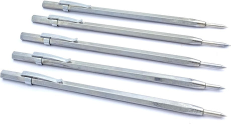 Five metal scribe marking tools