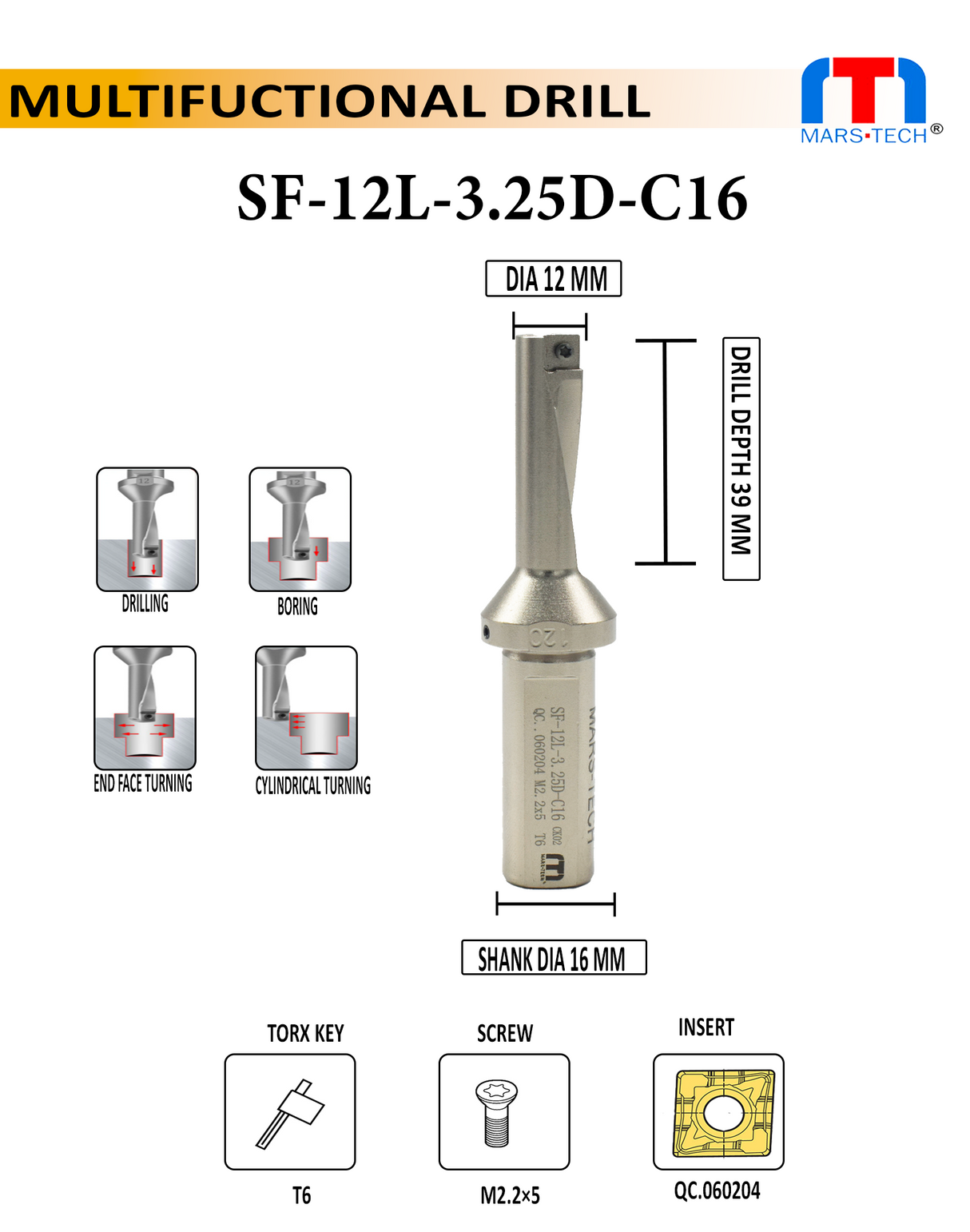multifunction drill 12 mm left hand pack of 1	