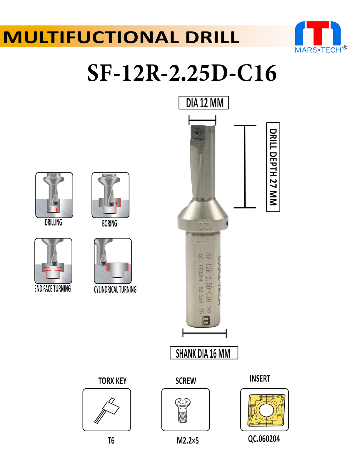 multifunction drill 12 mm left hand pack of 1	