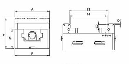 Precision vise technical dimension diagram