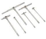 5/16'' to 6'' Telescoping Gage Set of 6 pcs T-Bore Hole Gauges Satin Chrome Finished