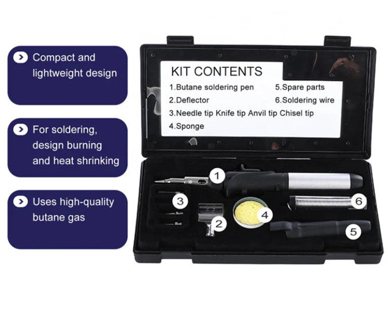 Buyohlic Multi-Function Cordless Soldering Iron kit – Adjustable Flame, Self-Igniting Design with Storage Box