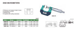 Insize disc type micrometer specifications