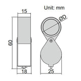 Folding magnifier technical drawing