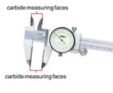 Caliper with carbide measuring faces