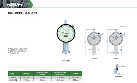Insize dial depth gauge tools