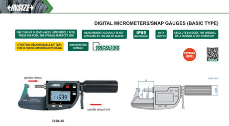 Insize digital micrometer product sheet