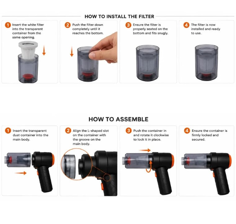 Handheld vacuum assembly guide