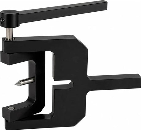 Black metal clamping fixture