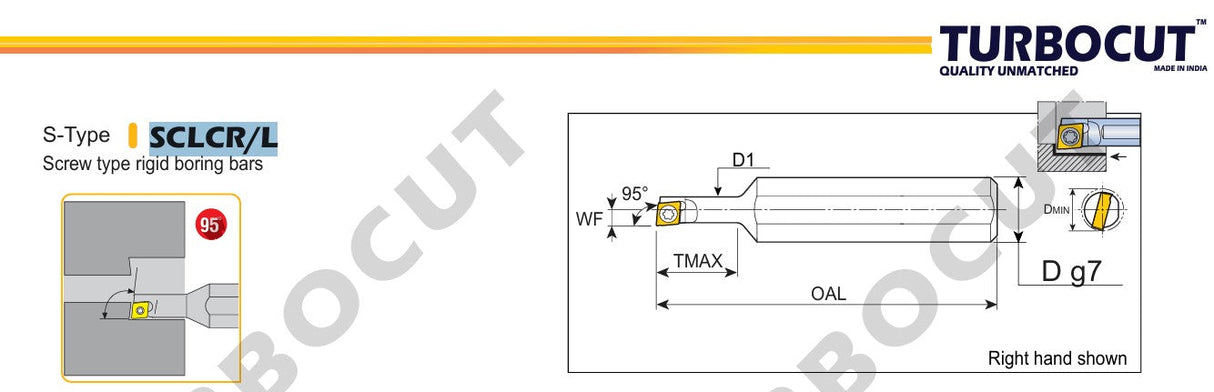 S-Type Boring Bar S16/7 SCLCR/L 06 (T15, T20, T25, T30) Pack of 1