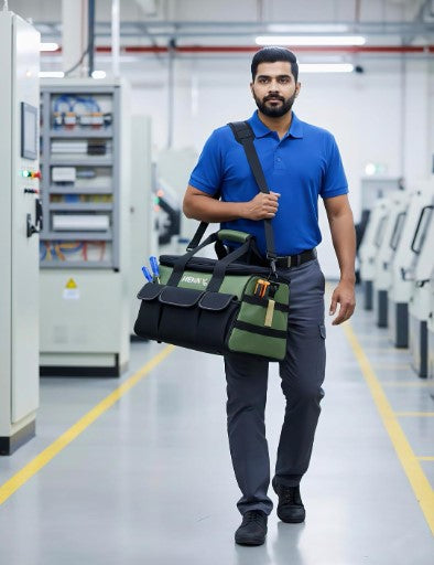 Tough Gear 2.0 Heavy Duty Tool Bag Organizer 18-Inch 20-Pocket Premium Urban CORD Storage Organizer, Large Zipper, Strong, Electrician Technician, Industrial, Multipurpose Tool Bag 750 days warranty.
